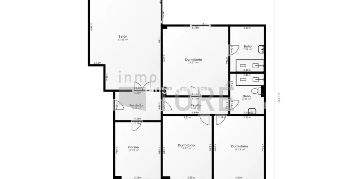 Sale of middle floor apartment in El Palo 45