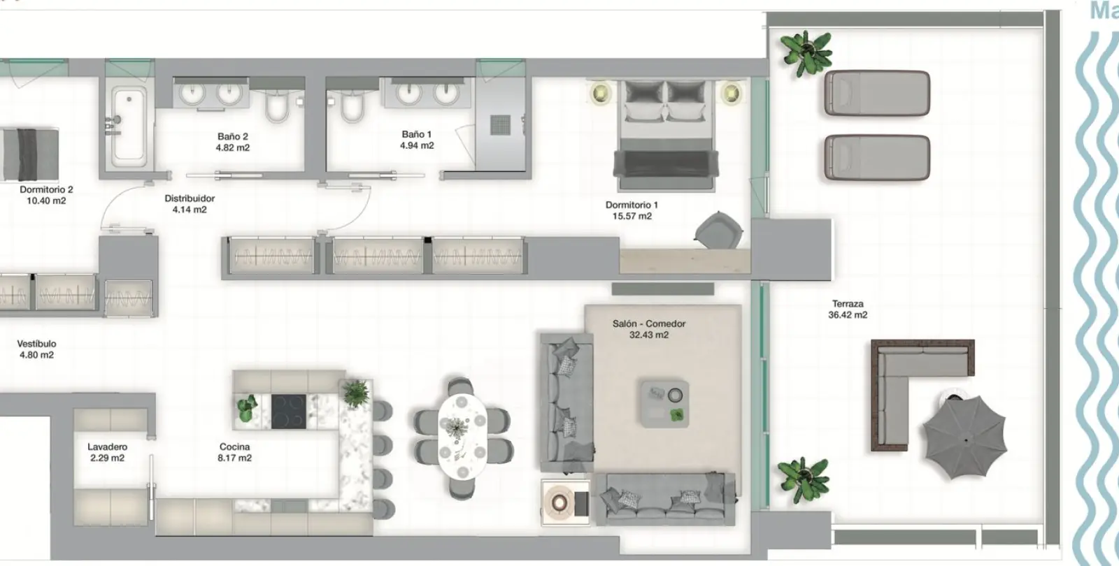 Sale of middle floor apartment in Pacífico 64
